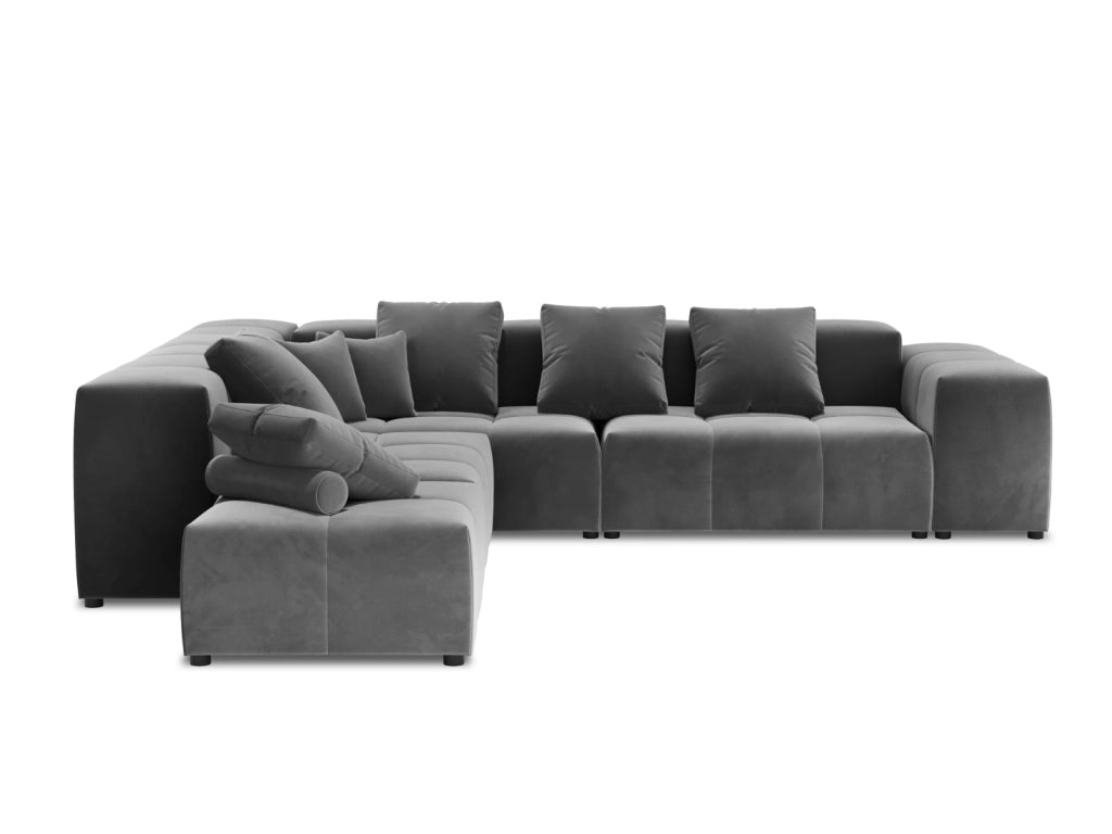 Cosmopolitan Design - Divano angolare modulare reversibile "Rome" 7 posti in velluto grigio 