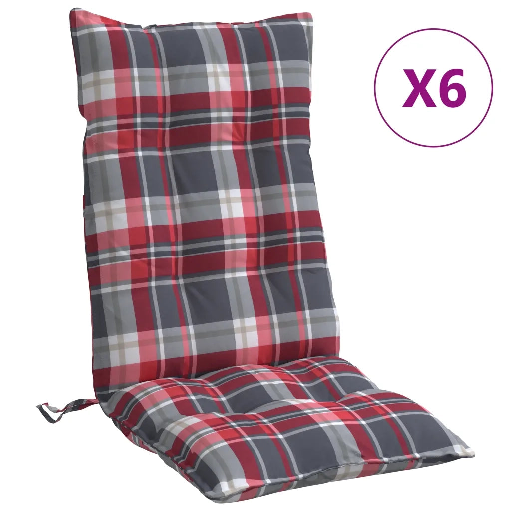 vidaXL Cuscini Sedia Schienale Alto 6 pz Quadri Rosso Tessuto Oxford