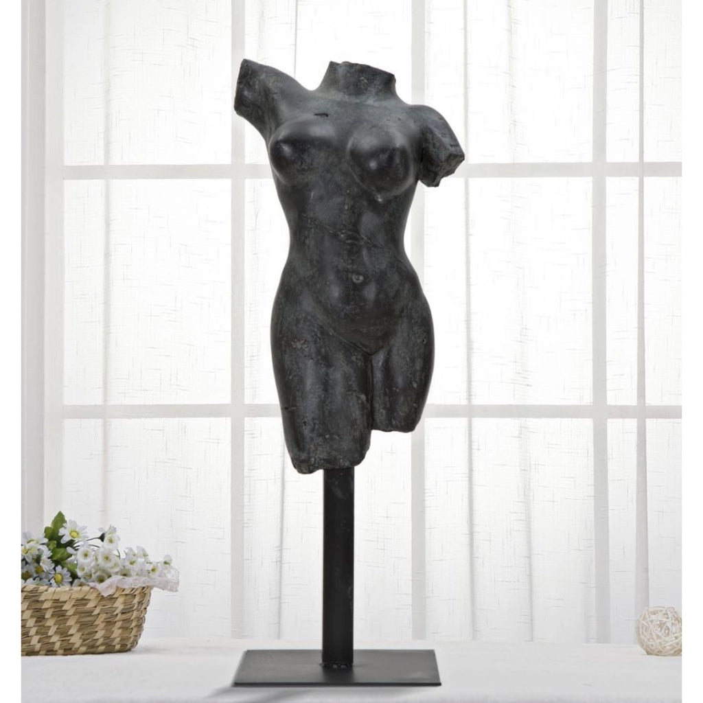 Scultura Donna 2, Nero, Poliresina, 19x17x50 cm