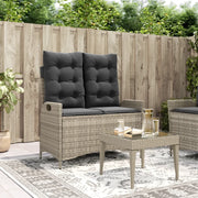 Panca Reclinabile Giardino con Cuscini-Sgabello-Sedia da esterno Grigio Chiaro Polyrattan 354992
