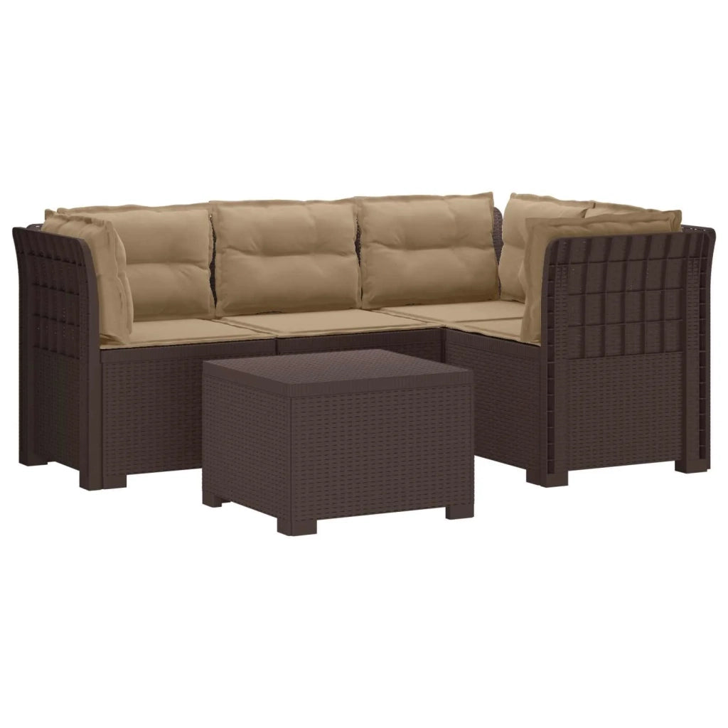 Divano da giardino 4 posti con cuscini aspetto rattan PP 3444020