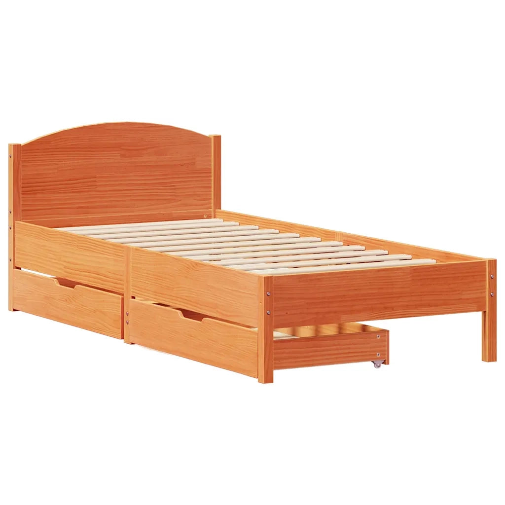 Letto senza Materasso-Struttura Letto Marrone Cera 75x190 cm in Legno di Pino 761770