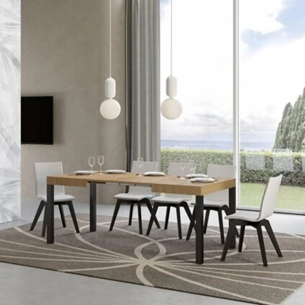 Tavolo allungabile 120/204x80 cm Everyday colore quercia natura gambe antracite