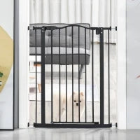 Barriera di Sicurezza per Cani Estensibile 74 80 cm Chiusura Automatica Fissaggio a Pressione senza Forature Nero