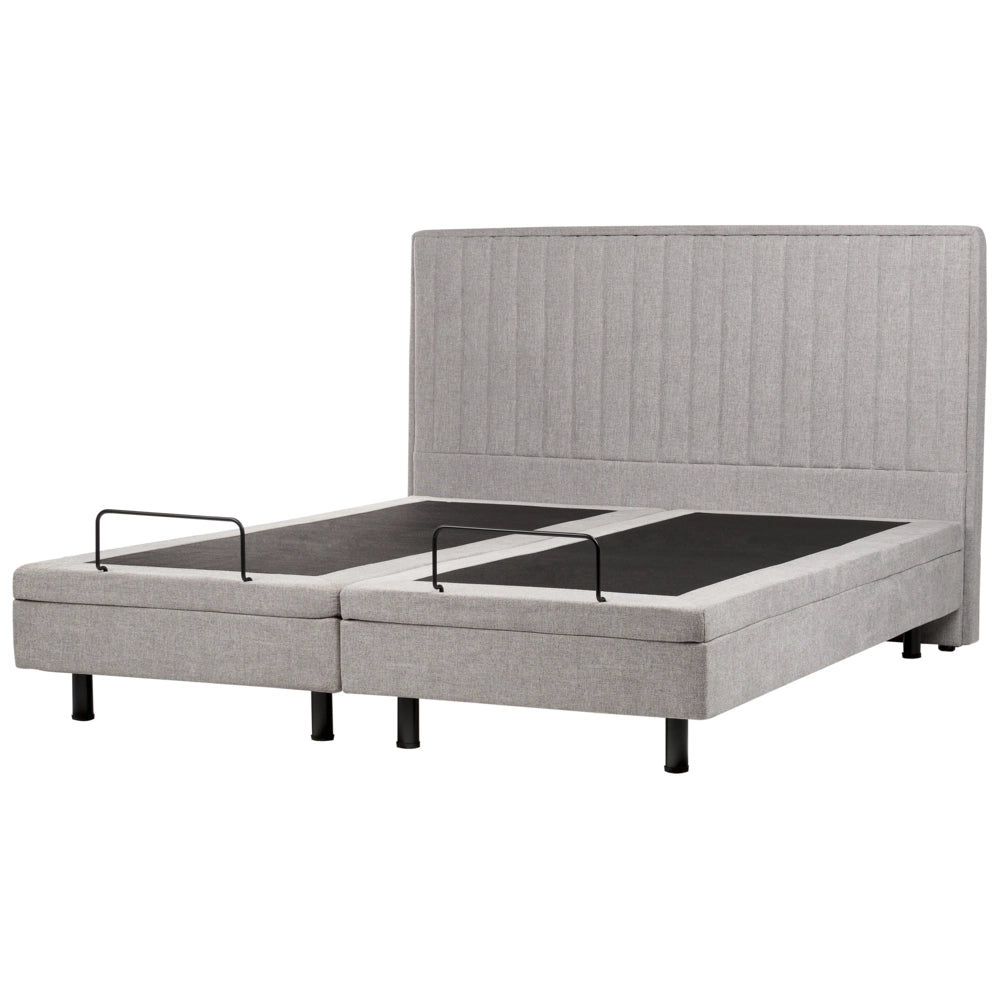 Letto Tessuto Grigio Chiaro Elettrico Regolabile con Telecomando 180 x 200 cm