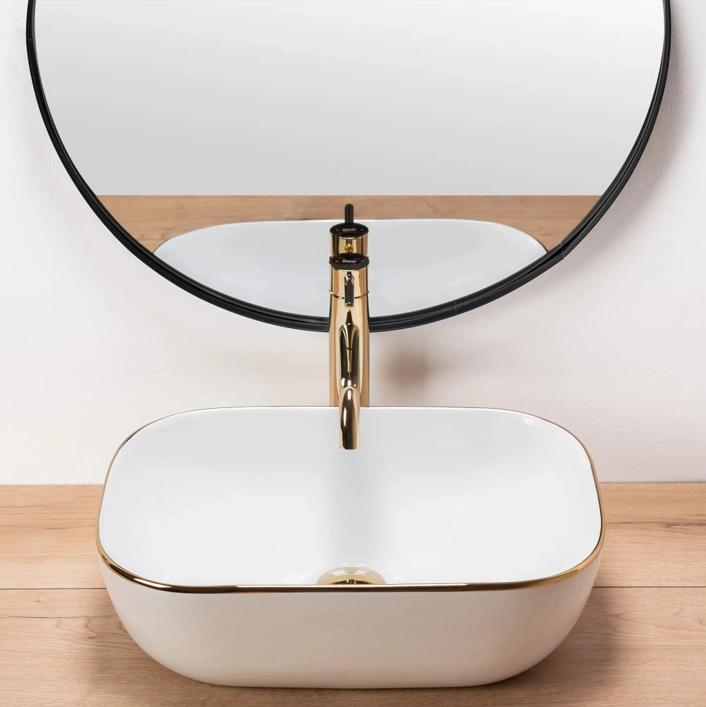 Lavabo Da Appoggio Rea Belinda Gold Edge