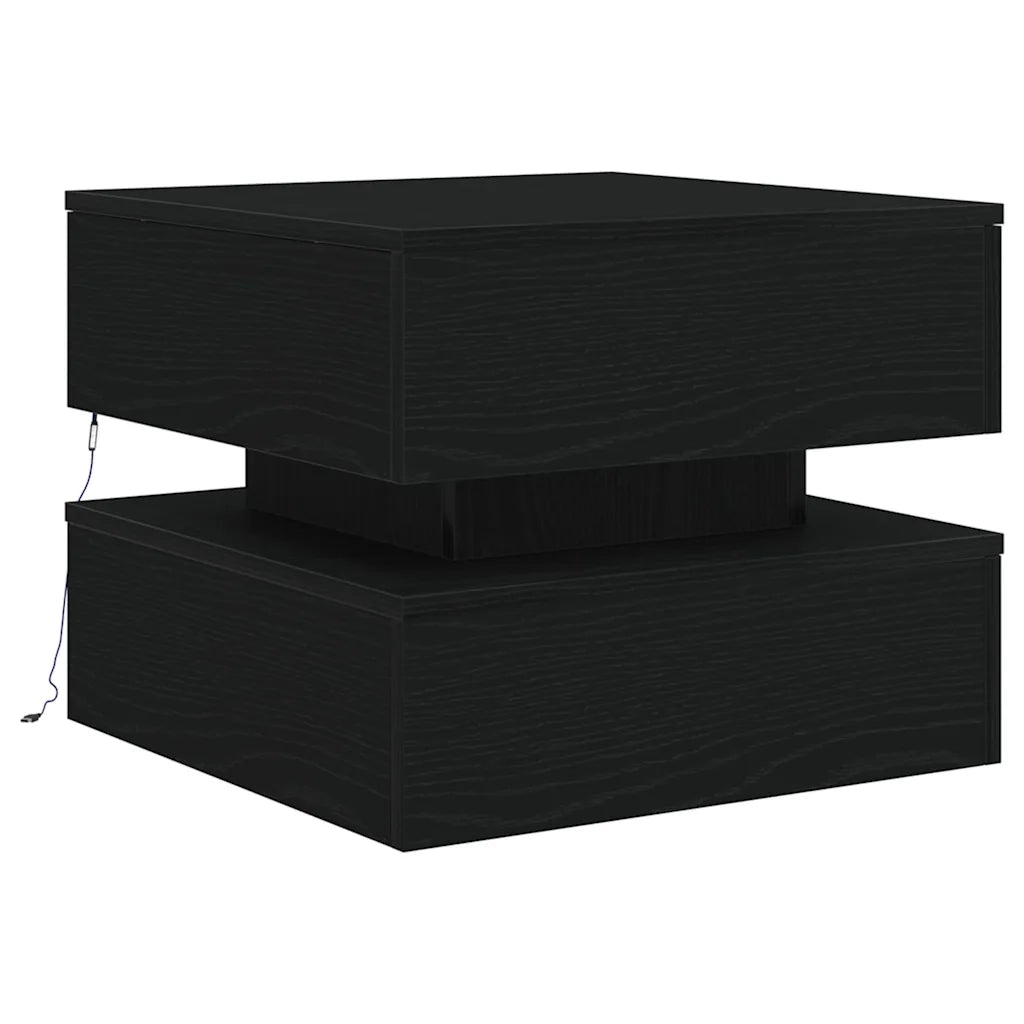 Tavolino da Salotto con Luci LED Rovere Nero 50x50x40 cm 862257