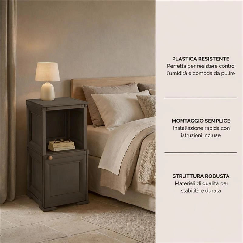 MOBILE 1 MODULO CON ANTA LEGNO E 1 MODULO SCAFFALE WENGÉ 40X43X85,5 CM – SOLUZIONE SALVASPAZIO PER ORGANIZZAZIONE CASA E ZONA LIVING