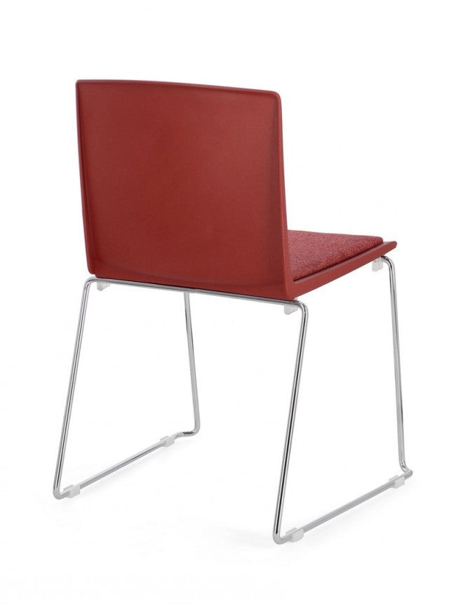Set 4 Sedie 43,5x50x79 cm Giulia in Poliestere Cromo e Rosso