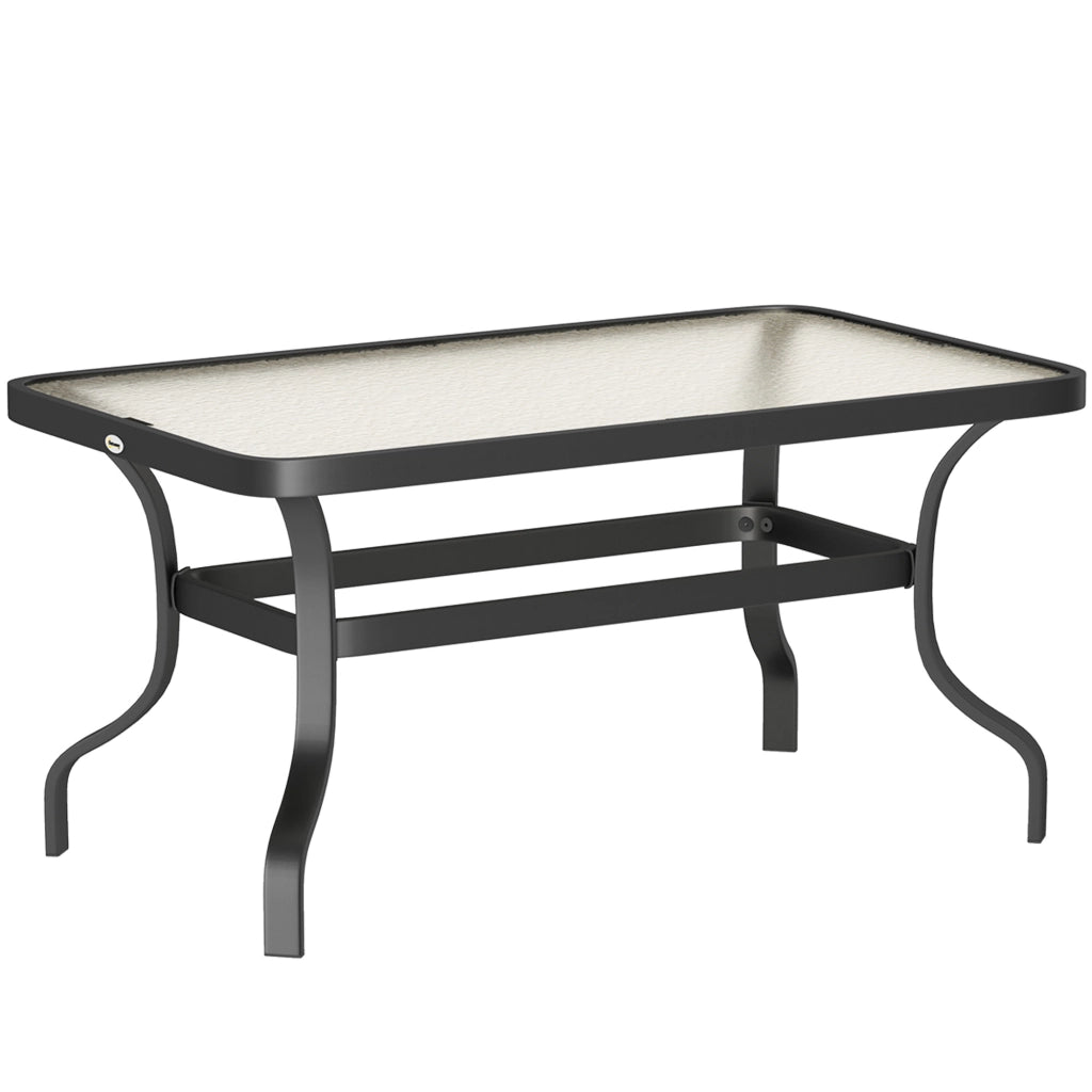 Tavolino da Caff¨¨ in Vetro Temperato ¨C MINIMAL ¨C Design Wave, Angoli Arrotondati, Nero, 95x55 cm