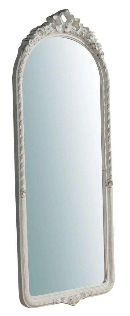 Biscottini Specchiera da parete in legno finitura bianco anticato L40xPR4,5x90 cm Made in Italy