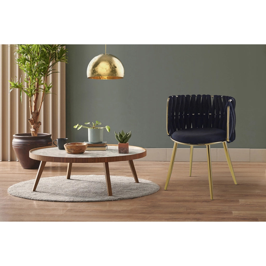 Set di 2 sedie Milla 100 in velluto nero e oro