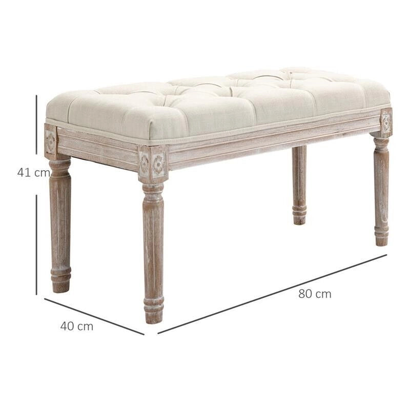 PANCA FONDO LETTO CON GAMBE IN LEGNO OTTOMANA 80X40X41 CM BEIGE