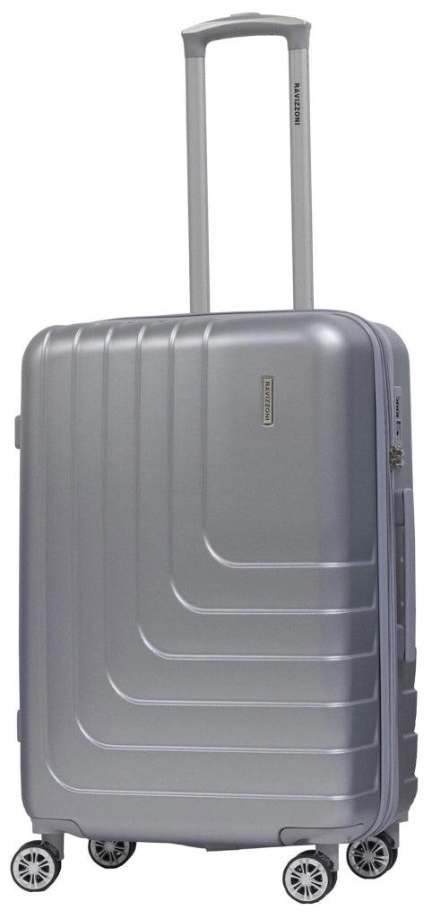 Trolley Valigia Media Rigida in ABS 4 Ruote TSA Ravizzoni Titanio Silver
