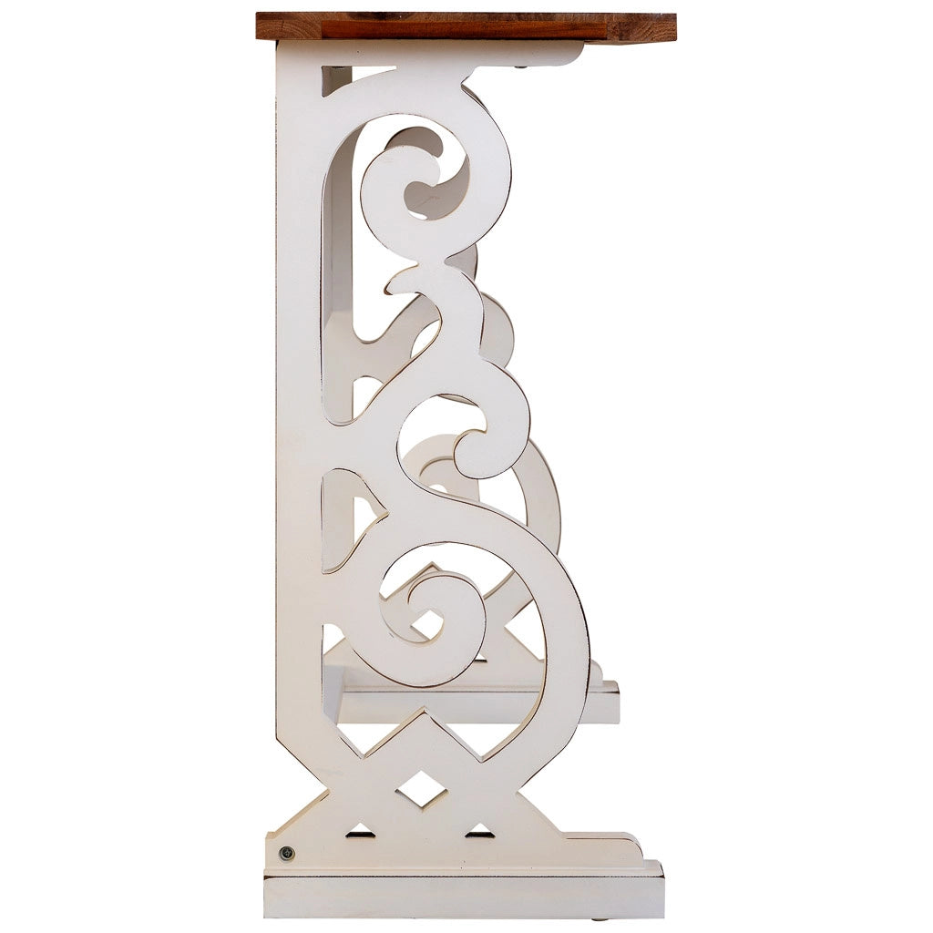 Console in legno laccato bianco invecchiato 106x36x79h cm