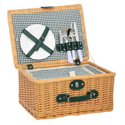 Cestino da Picnic in Rattan per 2 Persone ¨C zephmum ¨C Marrone con Compartimento Isolante e Copertura Impermeabile