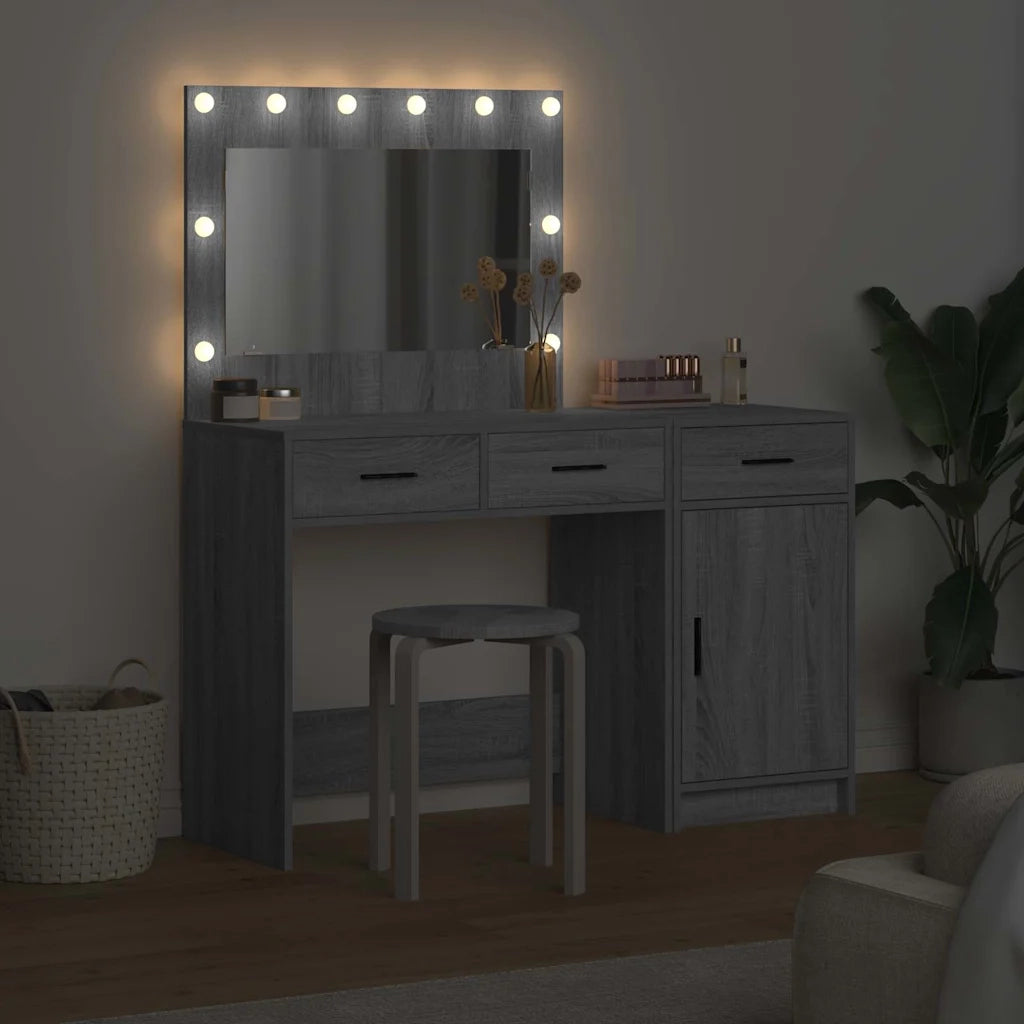 Toeletta | Tavolo da Trucco con cassetto 2 pz Grigio Legno multistrato