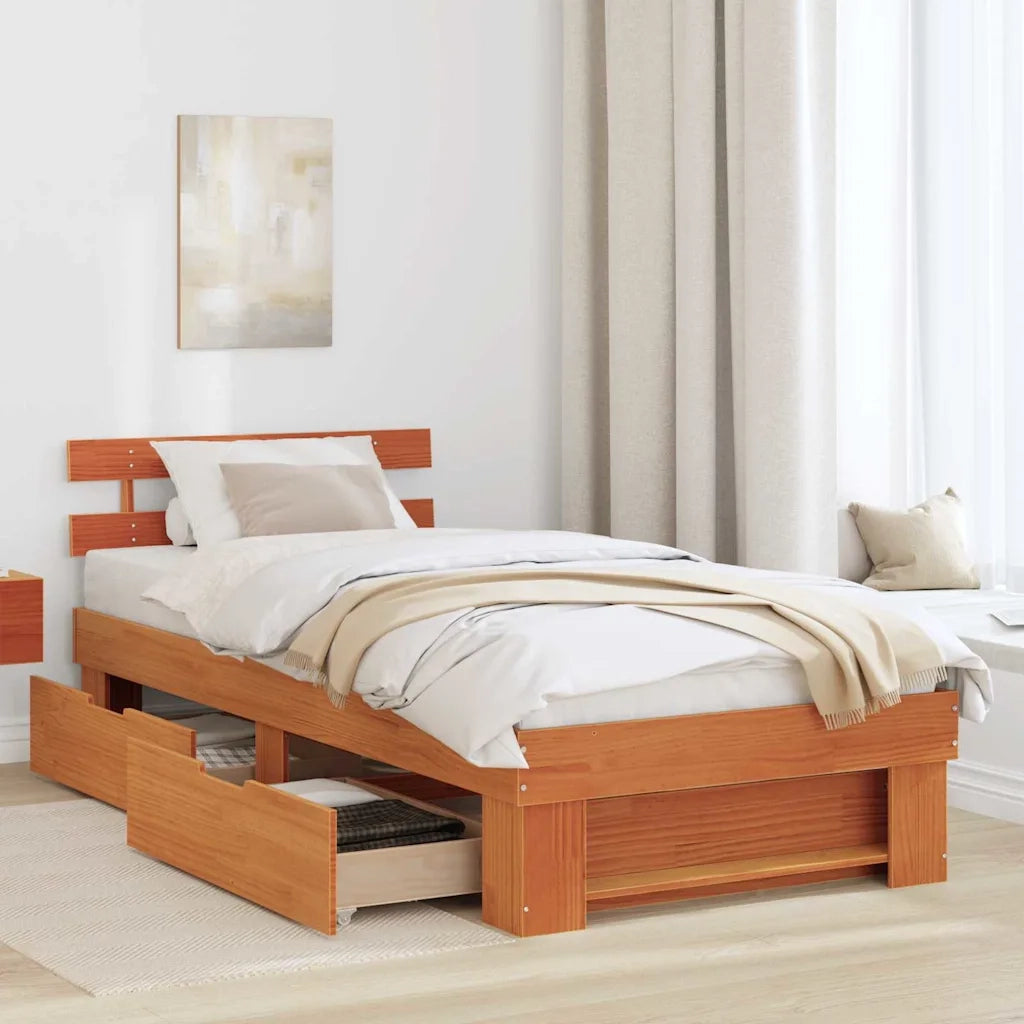 Struttura del letto Marrone cerato 75 x 190 cm Pino massello