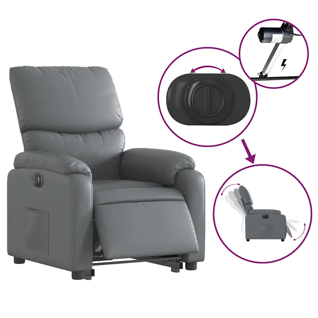 Poltrona Alzapersona Reclinabile Grigio in Similpelle 3204903