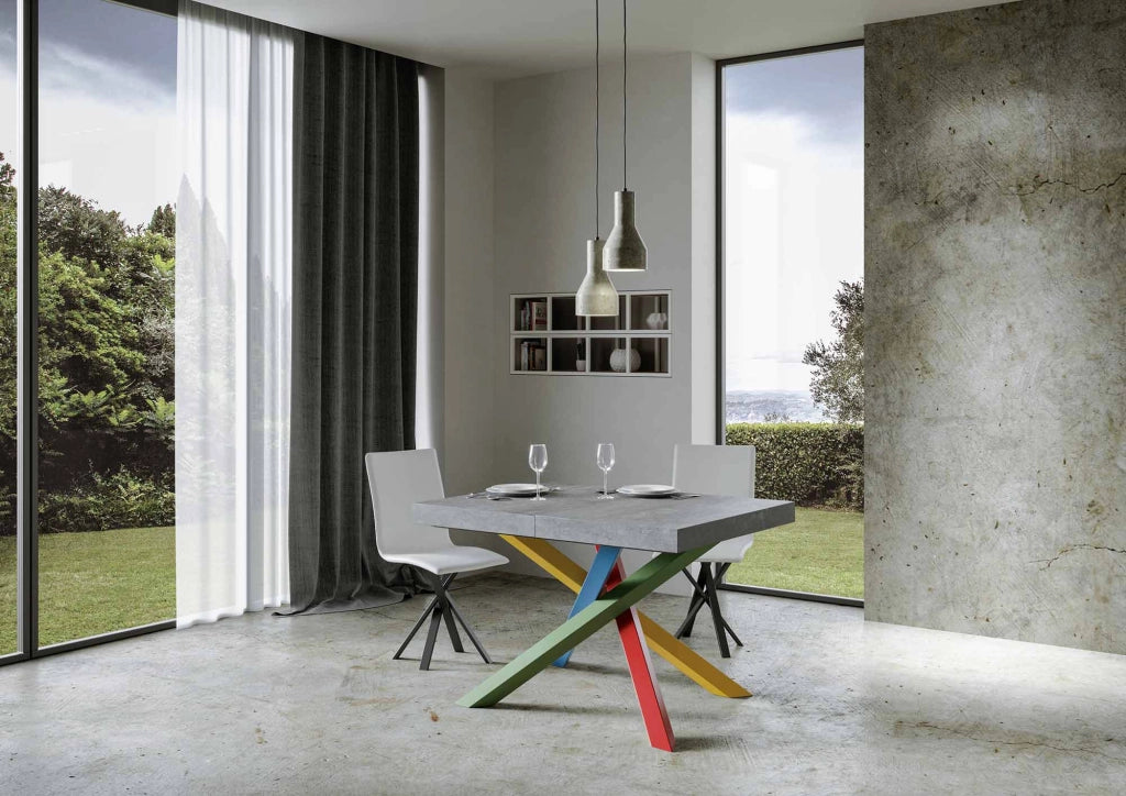 Tavolo Allungabile 130-390x90x77 cm Volantis Premium Cemento Telaio 4B