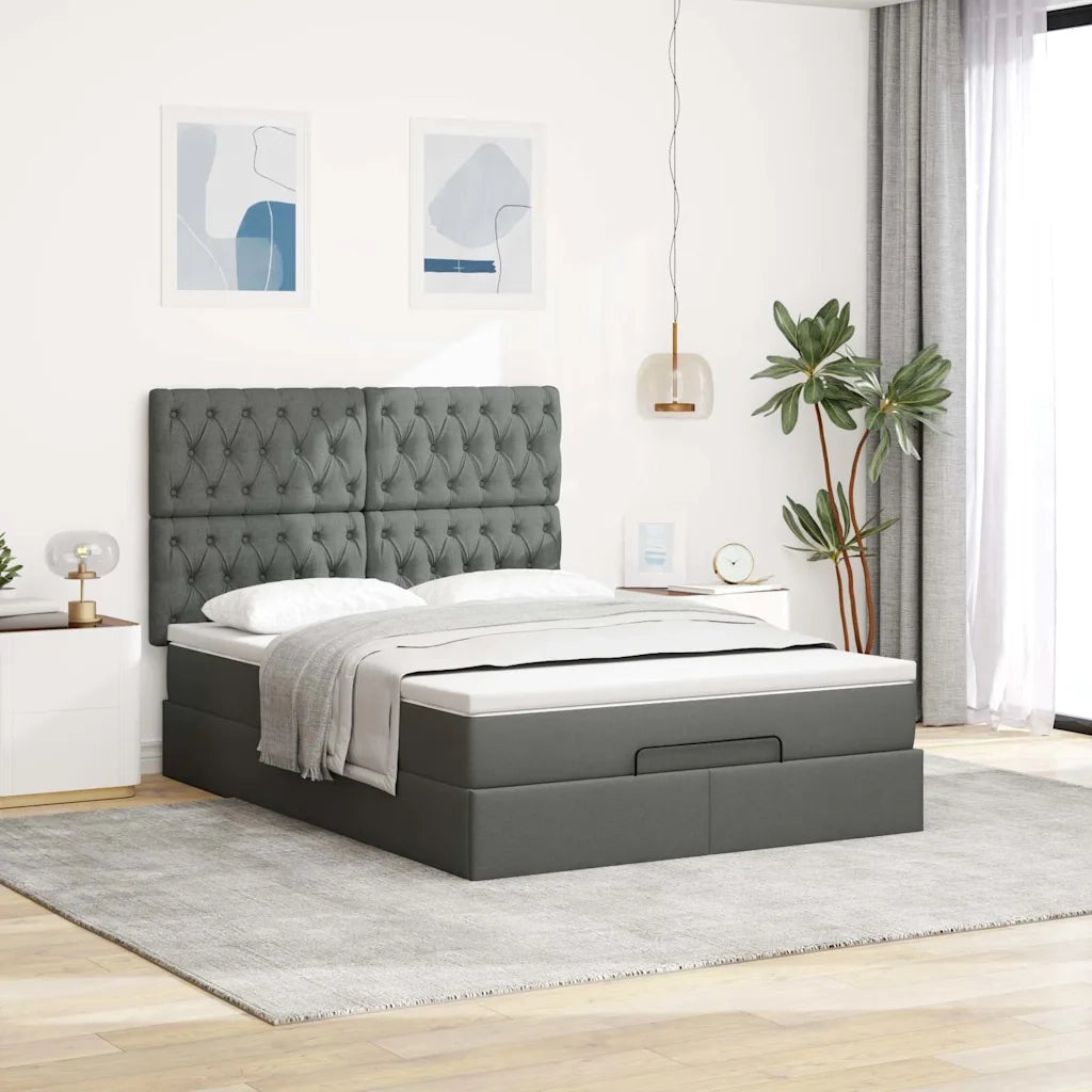 Struttura Letto Pouf con Materasso 140x200 cm in Tessuto 3314094