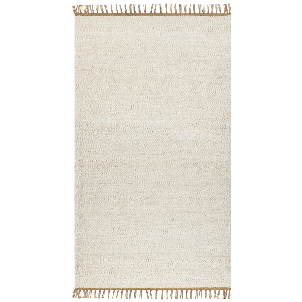 Tappeto in juta beige chiaro 80 x 150 cm tessuto a mano con frange stile boho per l'ingresso della camera da letto