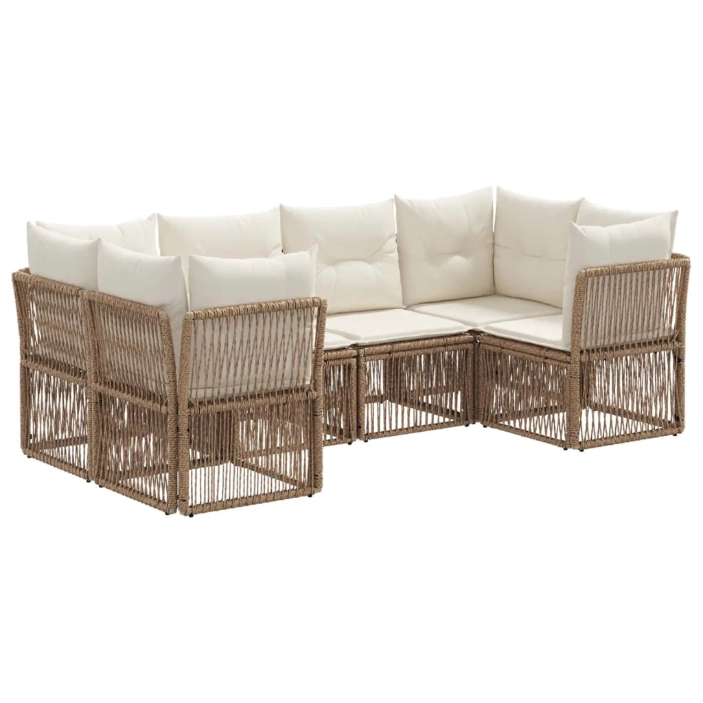 Set Divano da Giardino 6 pz 6-Numero di posti Beige polyrattan 3434334