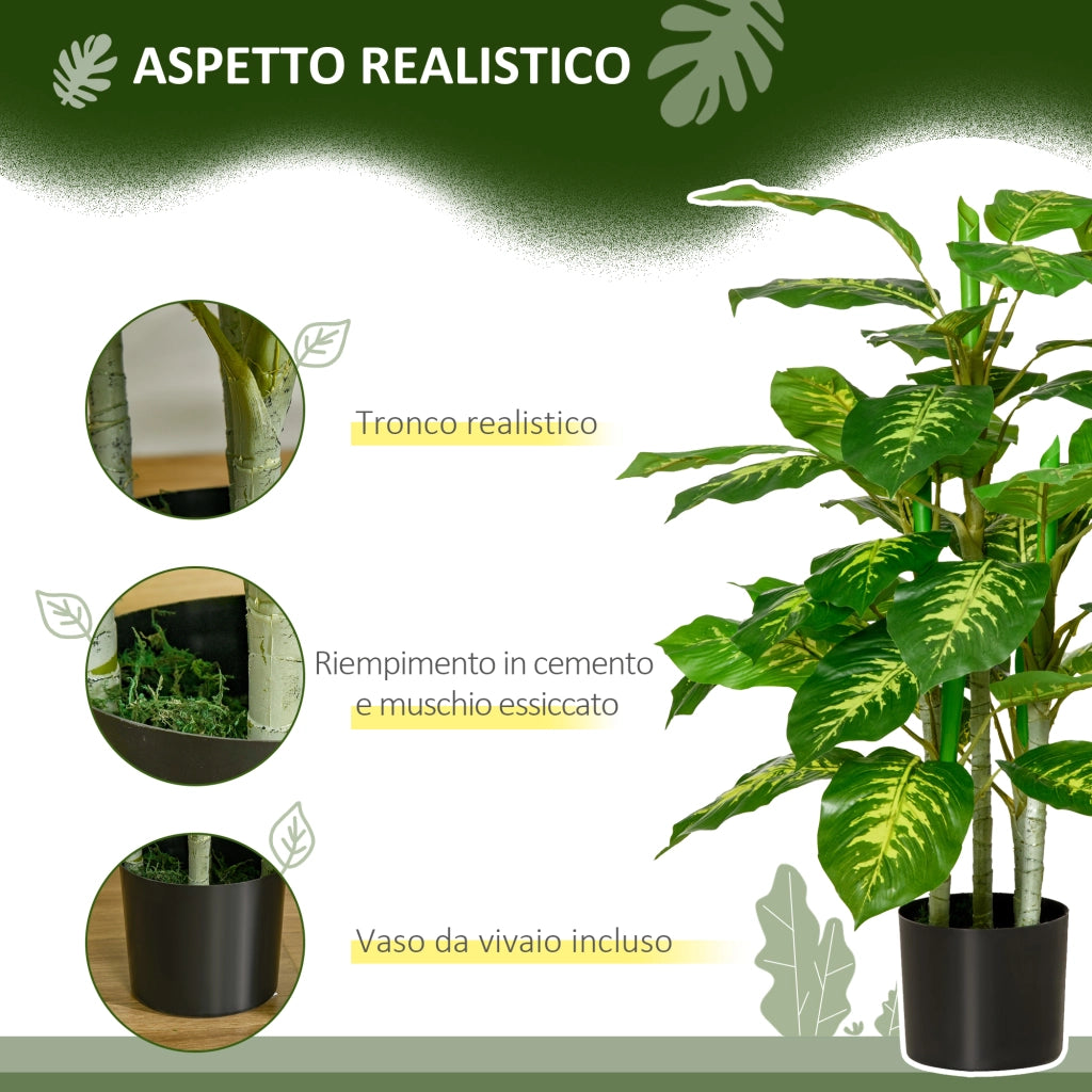 EasyComfort Pianta Artificiale Sempreverde con Vaso Φ17x14.5 cm Nero per Interni, Altezza Pianta 95 cm