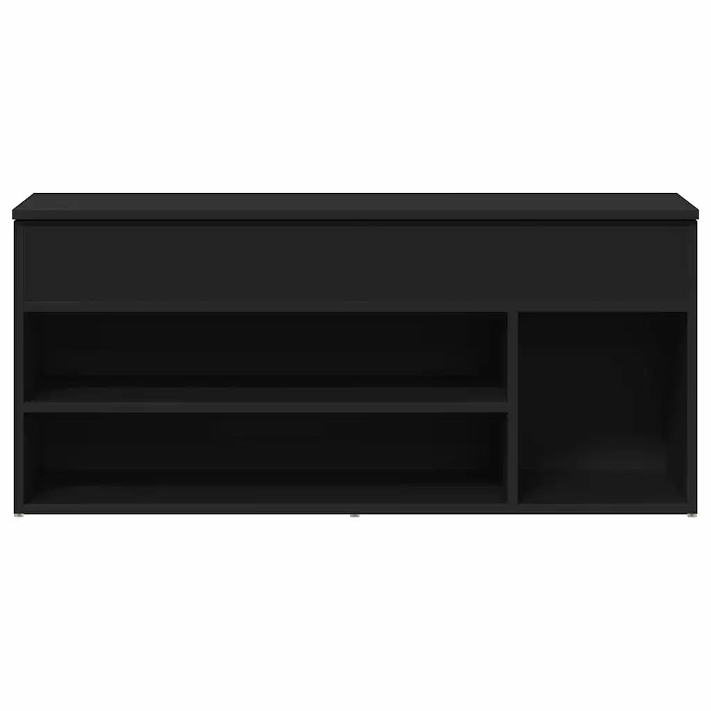 Panca Porta Scarpe Nera 102x30,5x45 cm in Legno Multistrato 862704