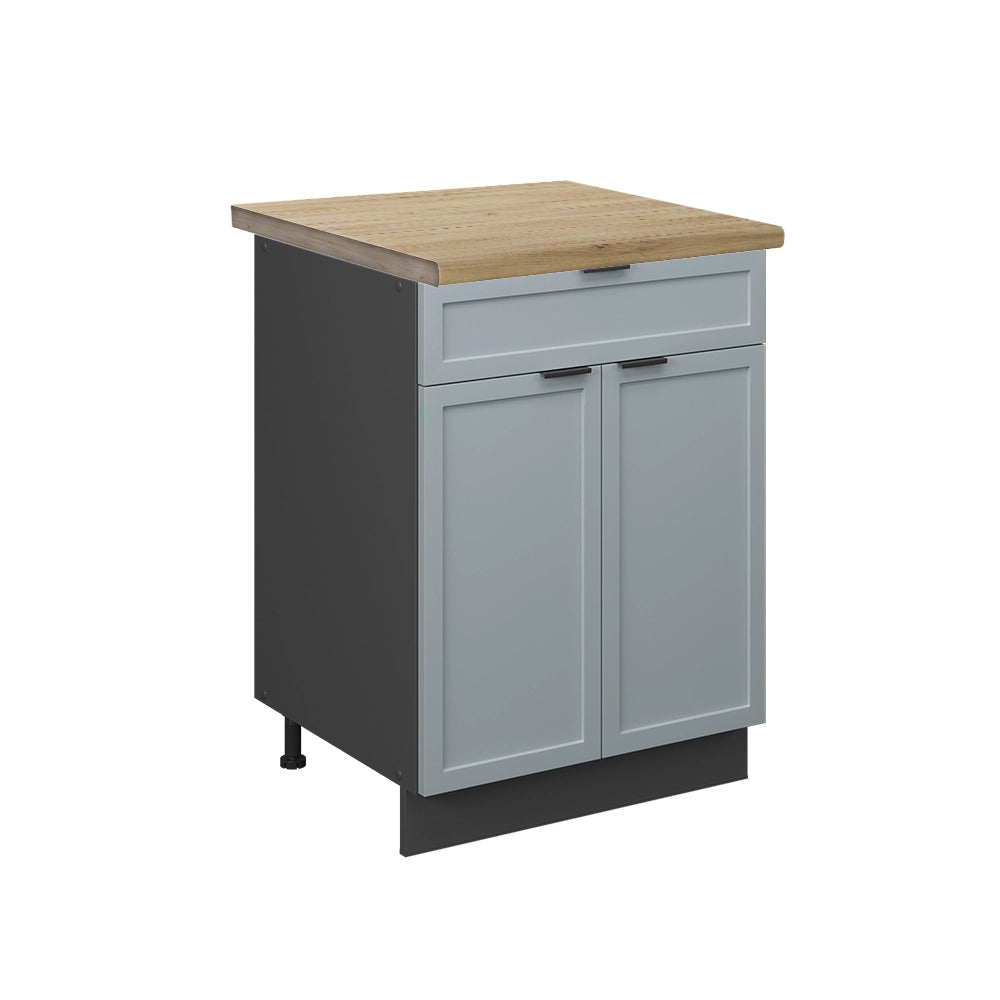 Mobiletto base per cucina Fame-Line Blu-grigio chiaro/Antracite 60 cm con cassetto, PL Rovere Vicco