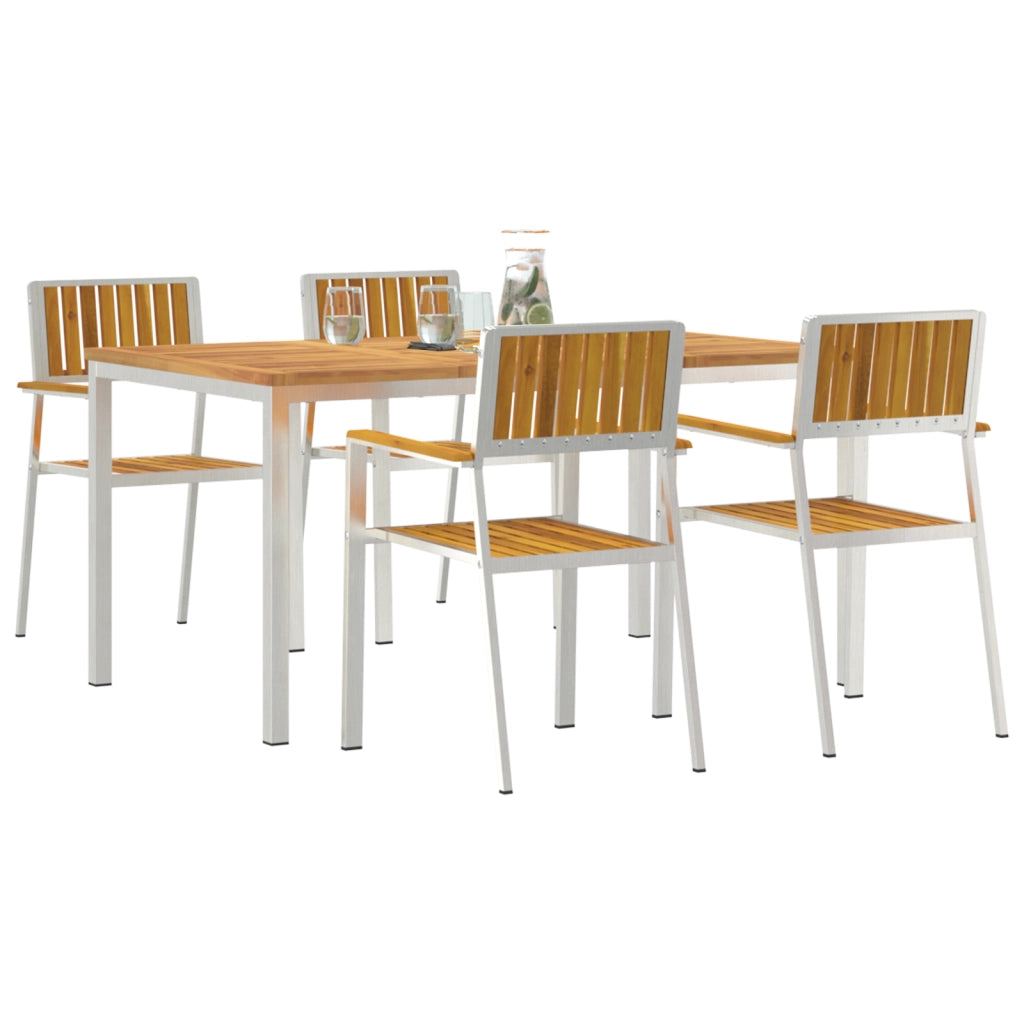 Set da Pranzo Giardino  5 Pezzi in Legno Massello di Acacia