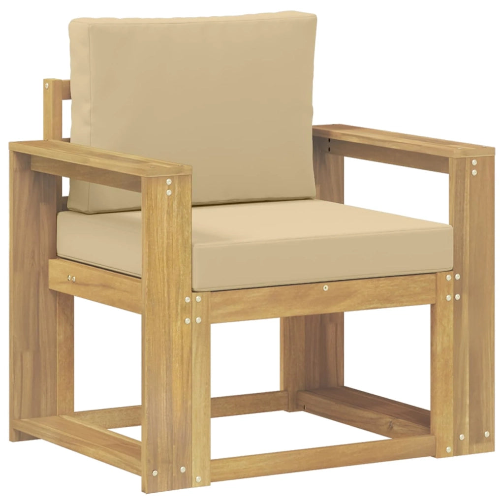 2 Pezzo Set di divani da esterno-Sofa da giardino Poliestere Bianco e Beige 212815