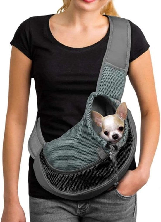 Zak per cani senza mani - Design mesh respirante - Adatto per piccoli animali (<4,5kg) - Cintura regolabile - Protezione di sicurezza - Ideale per passeggiate/travel/comprare