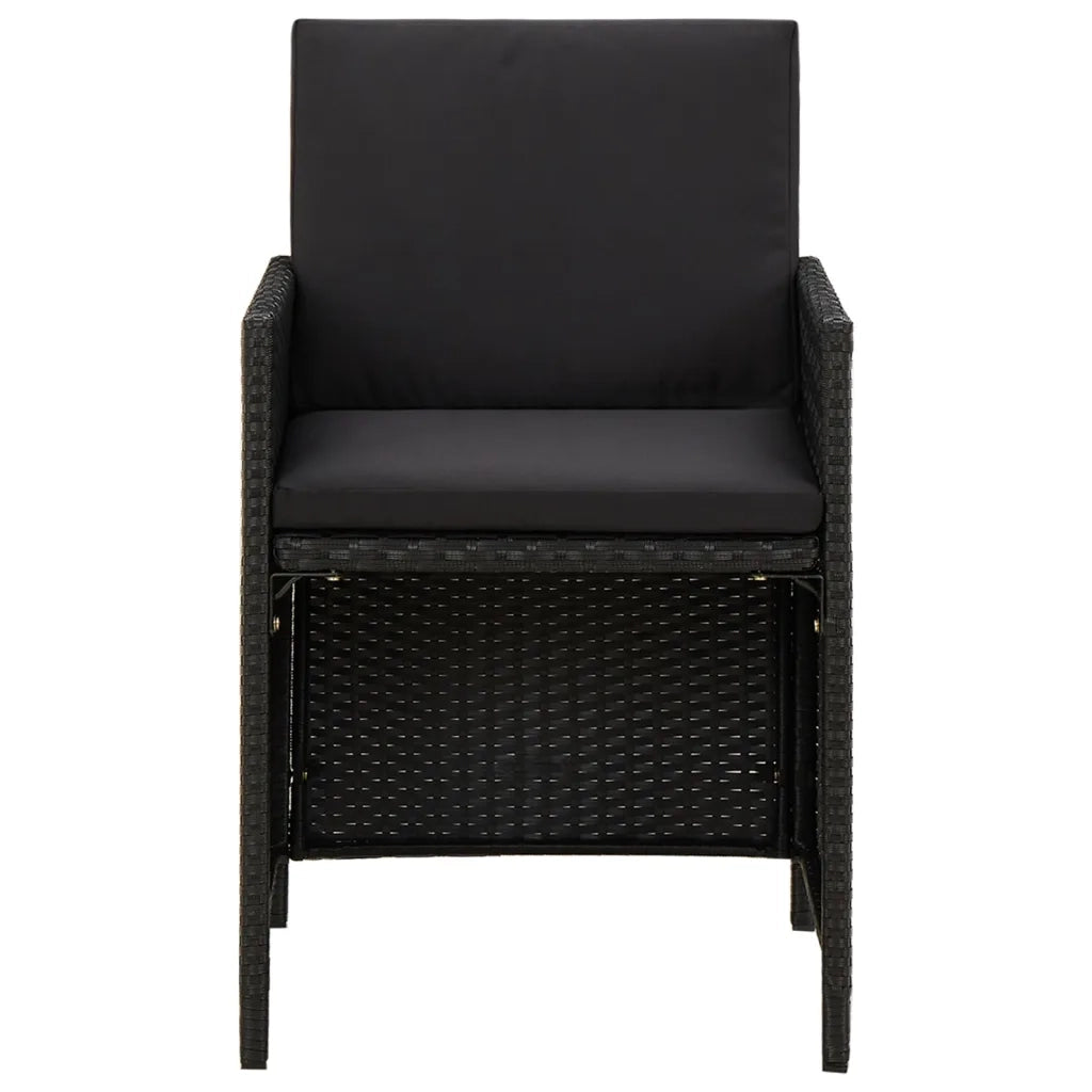 Sedie da Giardino con Cuscini 2 pz-Sedia da esterno in Polyrattan Nere