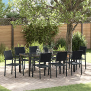 Set da pranzo da giardino 9 pezzi in poli rattan nero