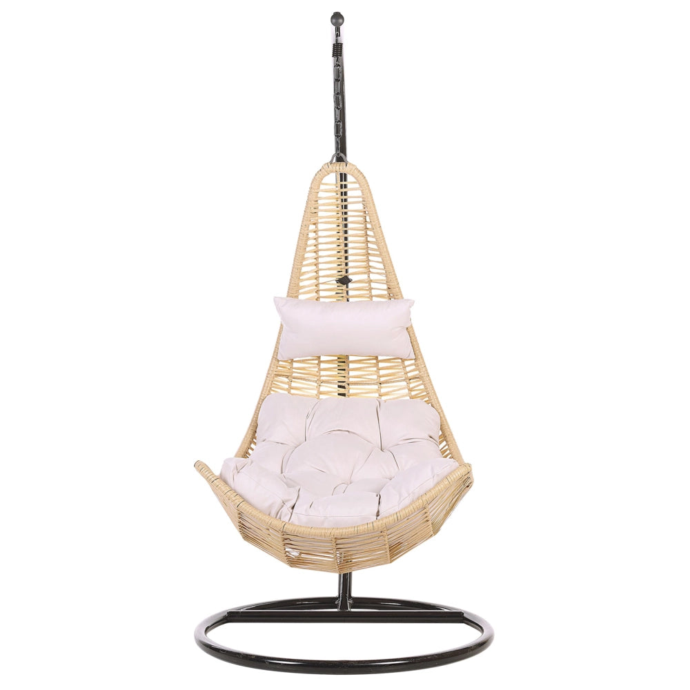 Sedia sospesa poltrona pensile in rattan beige PE altalena a forma di uovo in vimini rustico Boho