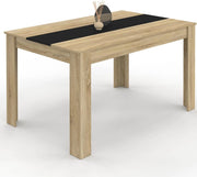 Tavolo da pranzo rettangolare GEORGIA a 6 posti in simil-faggio e nero 140 x 80 cm
