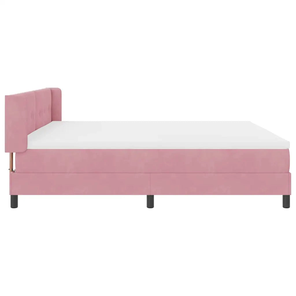 Letto a molle con testiera Rosa 200 x 200 cm Velluto 3341491