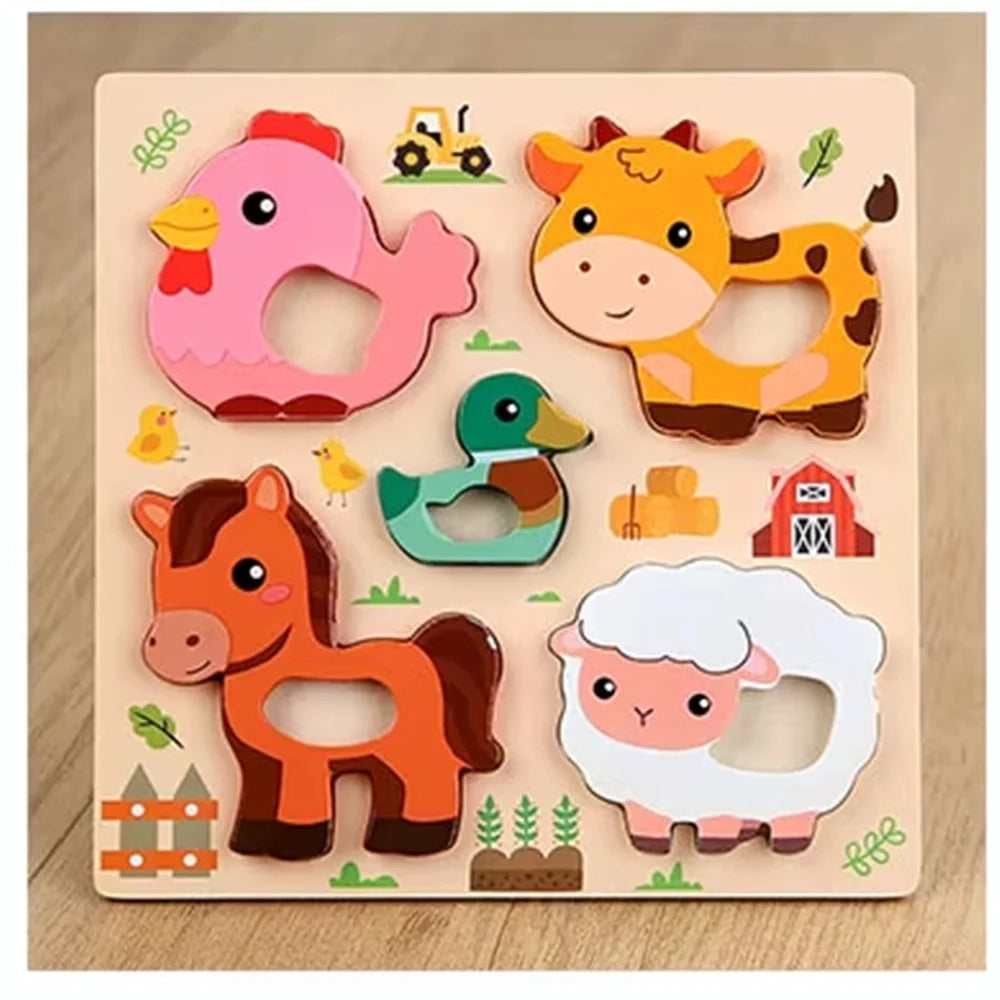 Trade Shop - Puzzle A Incastro Tema Animali Gioco In Legno Per Bambini Educativo 6 Modelli 32345 -