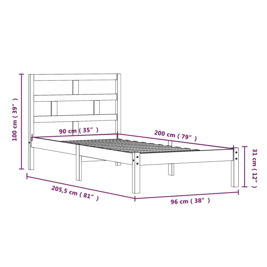 Giroletto-Struttura Letto in Legno Massello di Pino 90x200 cm 173578