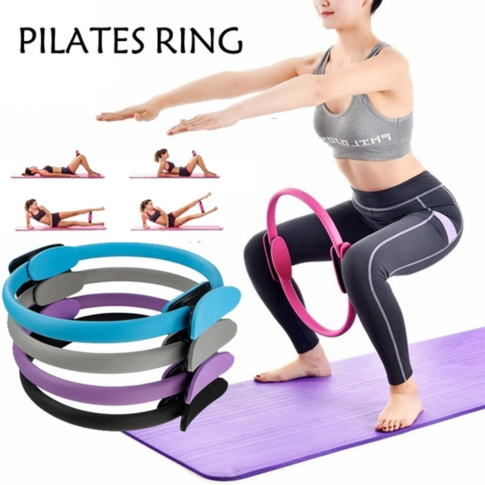 Trade Shop - Anello Pilates Cerchio Doppia Impugnatura Cosce Braccia Antiscivolo Resistente Yoga -