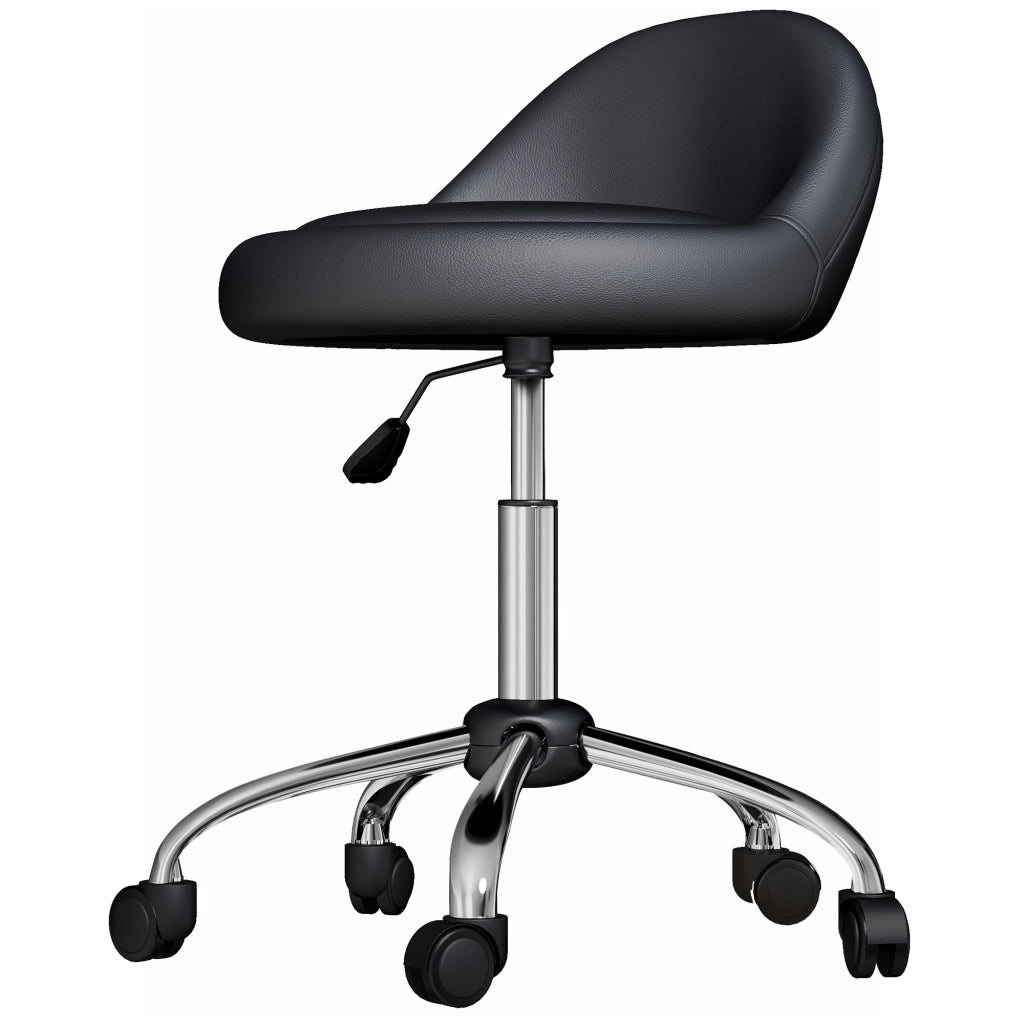 Sgabello da Bar con Ruote ¨C zephmum ¨C Nero, Finta Pelle PU, Altezza Regolabile