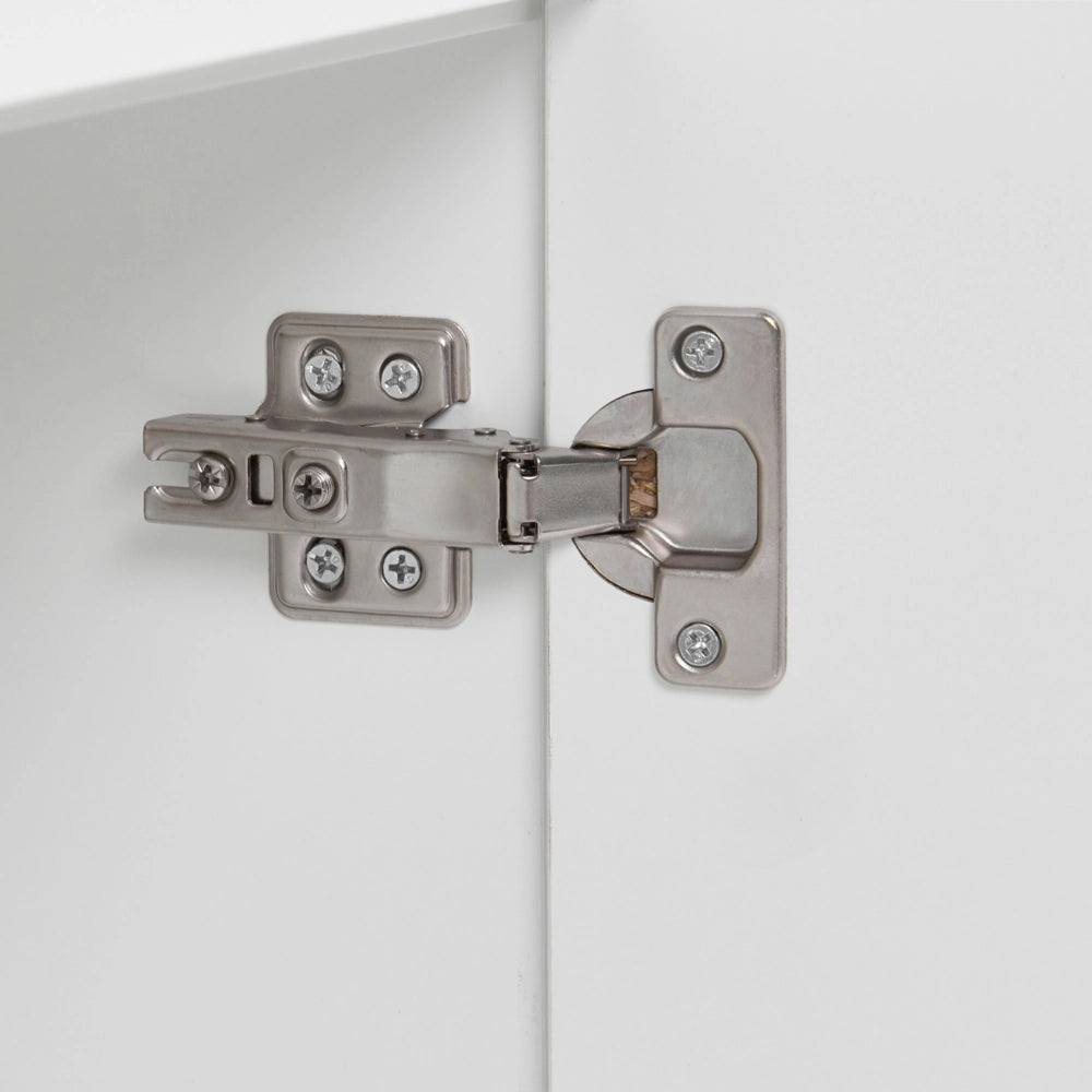 Scrivania da ufficio per casa in MDF bianco chiaro, 120 x 60 cm, struttura in acciaio con cassetto e vano chiuso, design moderno e minimalista