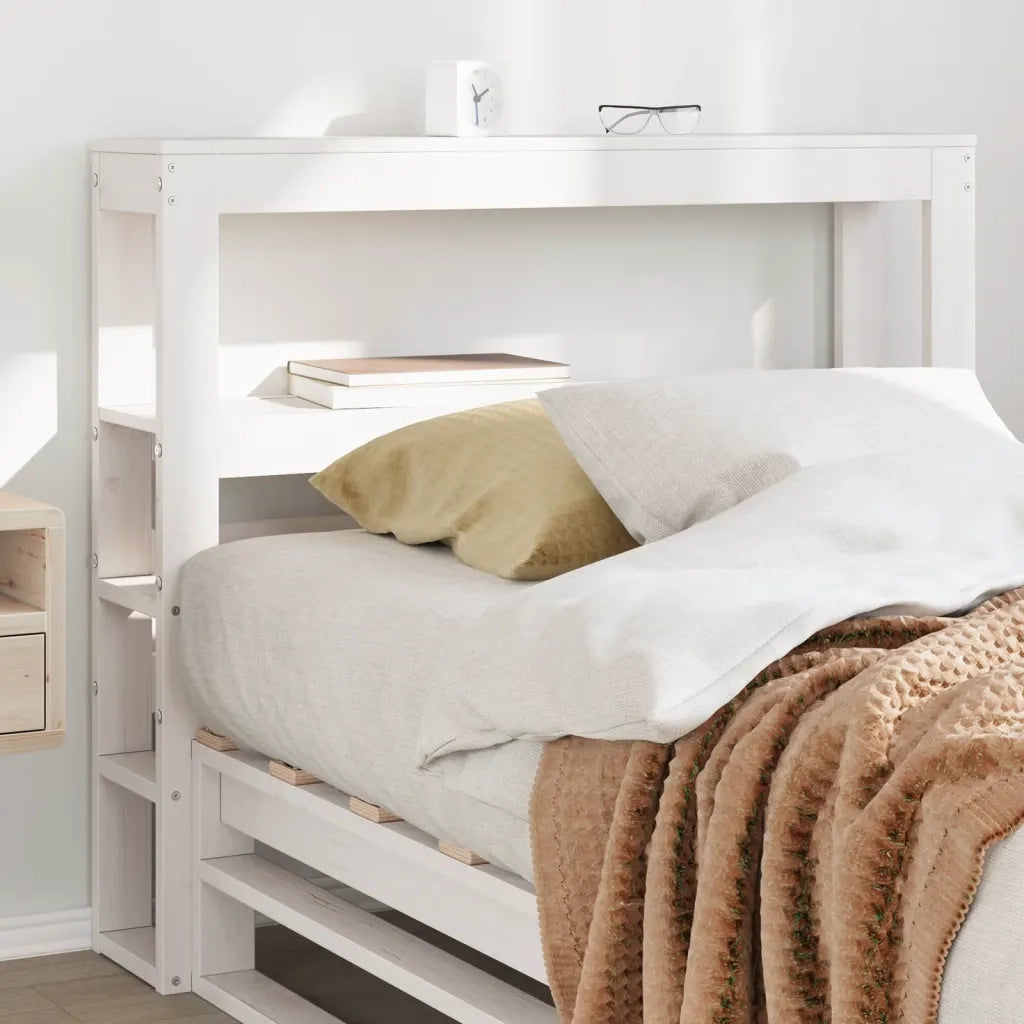 vidaXL Testiera con Ripiani Bianca 90 cm in Legno Massello di Pino
