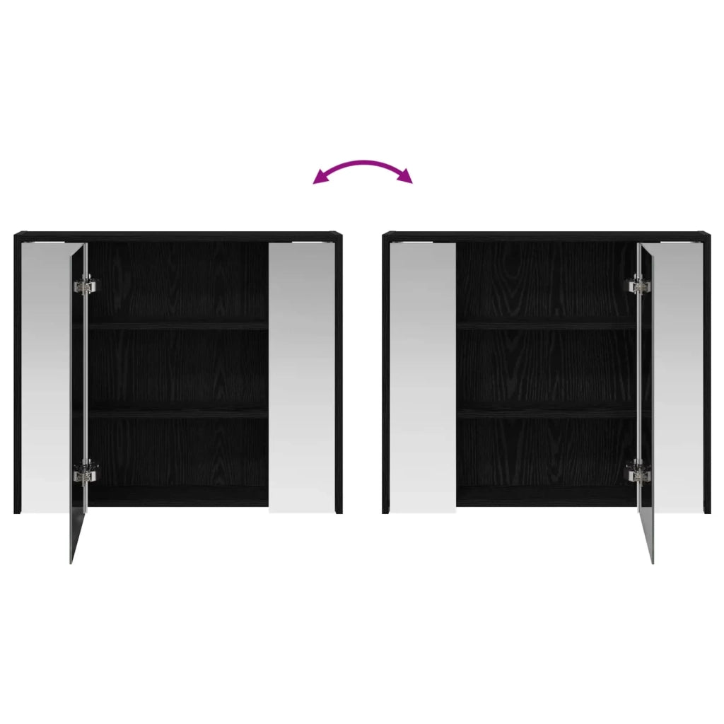 Mobiletto per specchio da bagno Rovere Nero 73,5 x 16 x 62,5 cm 889168