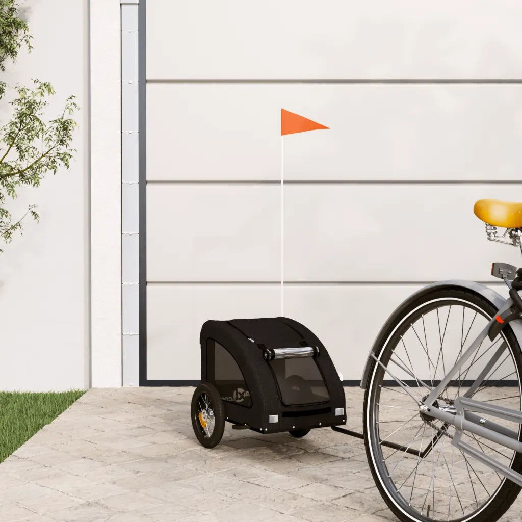 Rimorchio da Bici per Animali Nero Oxford e Ferro 93954