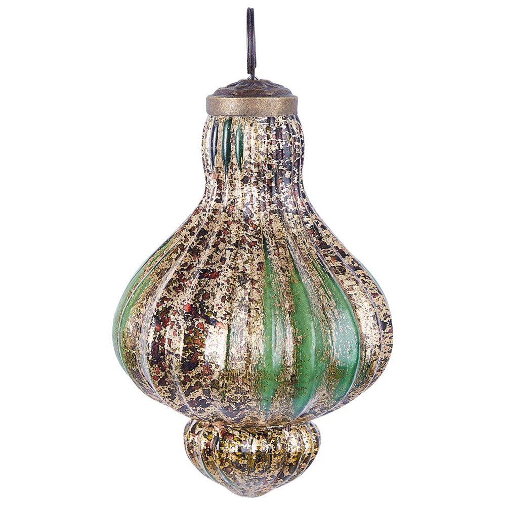 Set di 8 palline di vetro per l'albero di Natale in stile vintage oro e verde stile vintage