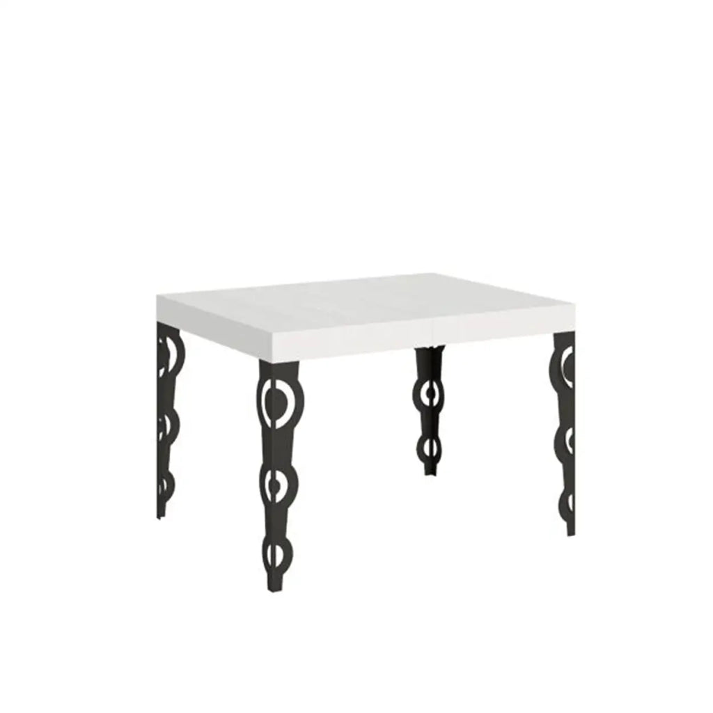 Tavolo allungabile 110/194x70 cm Karamay colore bianco frassino gambe antracite