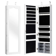 Mobiletto portagioie a specchio da parete 36,5 x 11,5 x 120 cm capiente con moderne luci LED MDF bianco 20_0020736