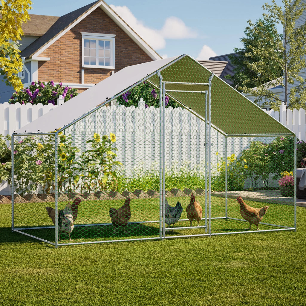 GABBIA PER GALLINE 3 x 1,5 x 2 m in acciaio zincato grigio